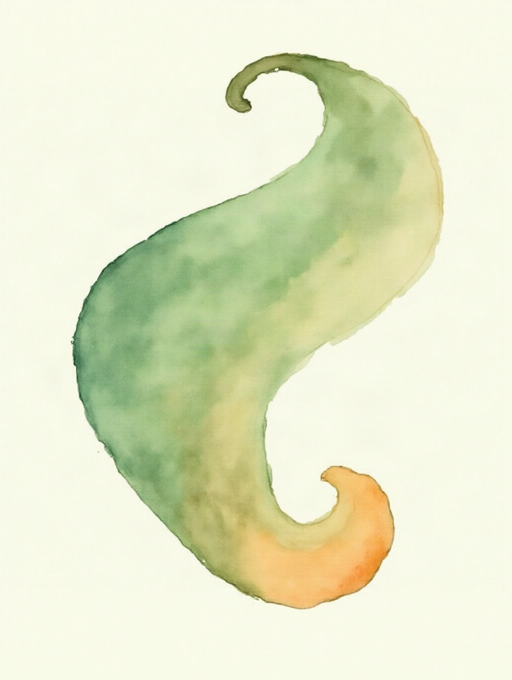 Abstrakte Aquarellmalerei, eine geschwungene fließende Form